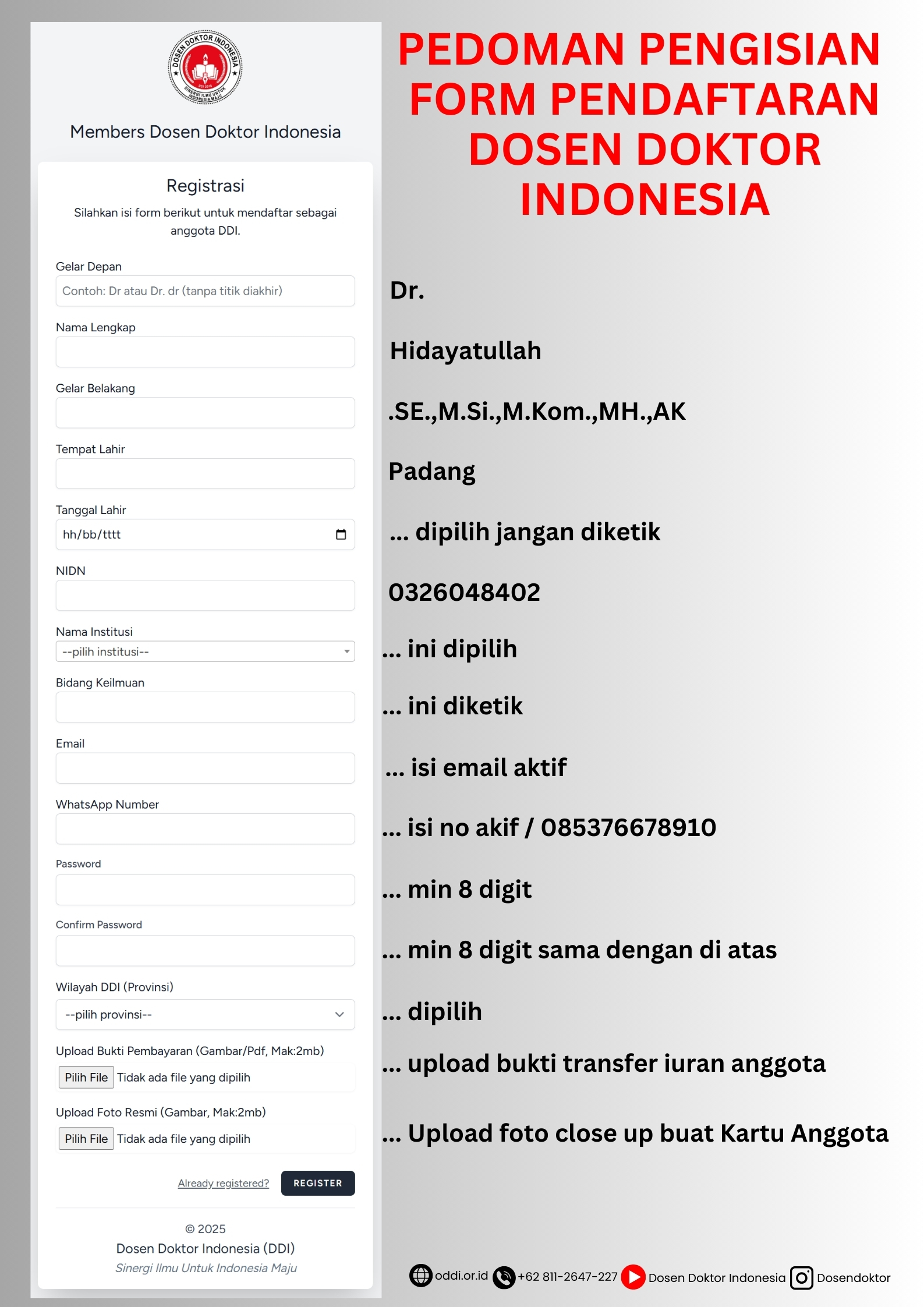 Pedoman Pengisin Form Anggota Pedoman Pengisin Form Anggota